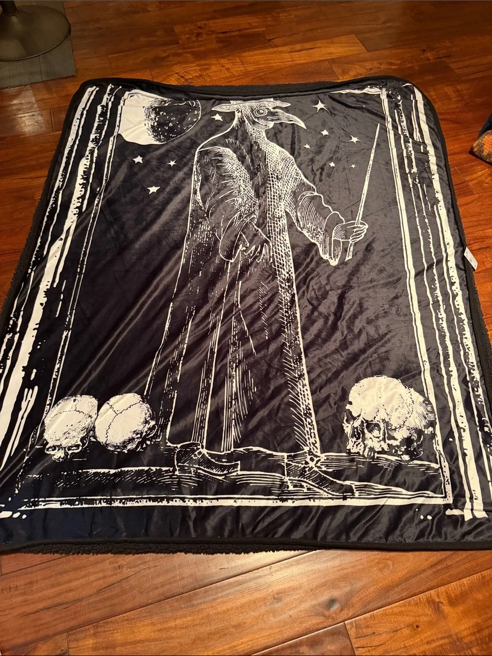 Spencer's Black and White Plague Doctor Throw Blanket
